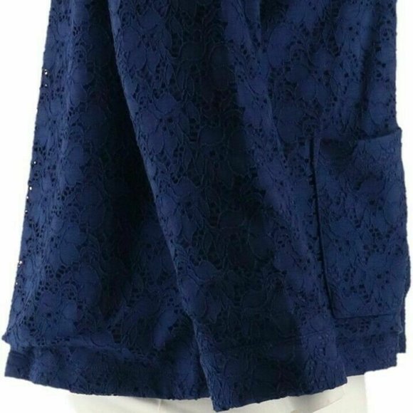 NWT DENIM & CO NAVY LACE ZIP FRONT JACKET SMALL - Picture 6 of 9